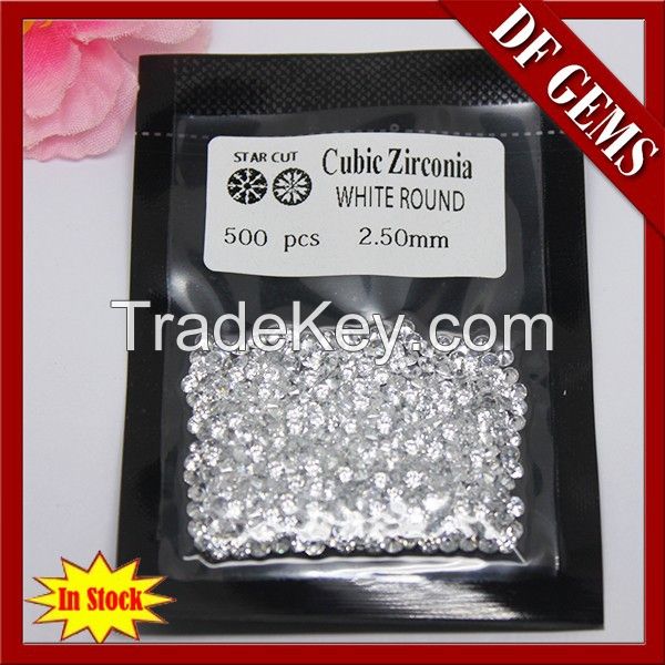 Hot sale white round machine cut cubic zirconia stone