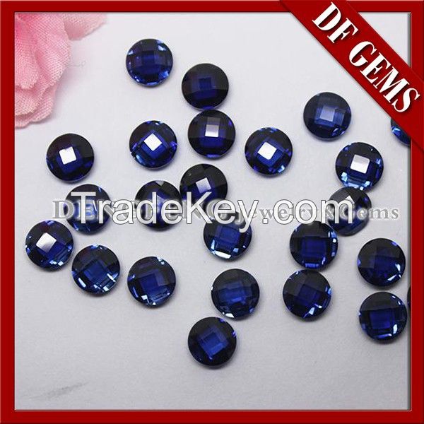 Hot sale high quality round shape synthetic blue corundum, blue sapphire