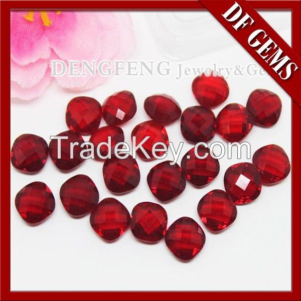 High quality square cut color glass gemstone