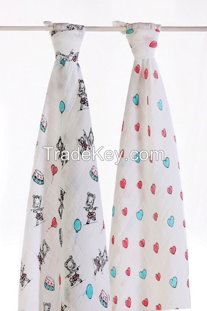 LAT Pre-washed 100% cotton muslin swaddles