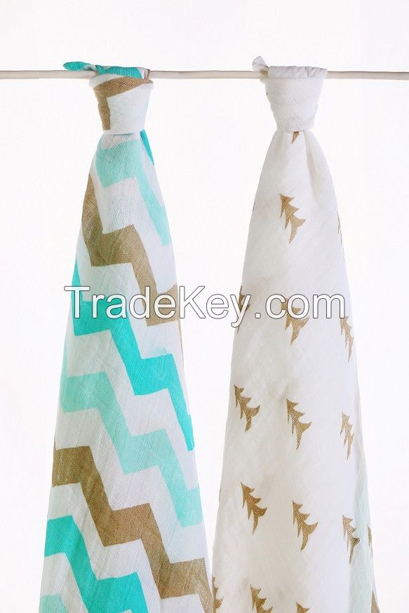 LAT pre-washed organic cotton muslin swaddles