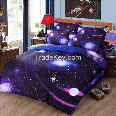  3D Galaxy Printed 4PC Bedding Set Twin Full Queen Soft High Quality Micro Fiber