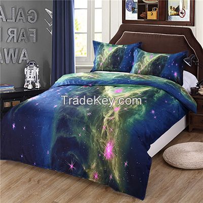  3D Galaxy Printed 4PC Bedding Set Twin Full Queen Soft High Quality Micro Fiber