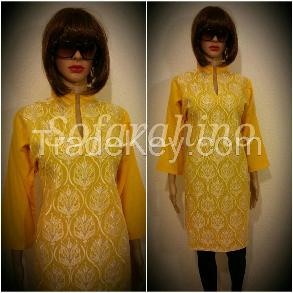  Ladies embroidered stitched short kurtis