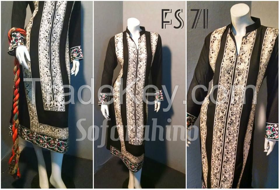 Ladies 3 pcs  Embroidered stitched suits