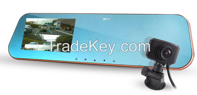 HD1080P vehicle drive recorder , Front and Rear camera car DVR, LDWS, FCWS, GPS  Rearview mirror DVR