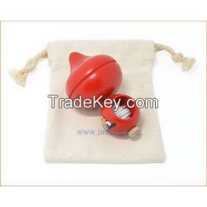 Durable Wooden Spinning Top With Canvas Pouch