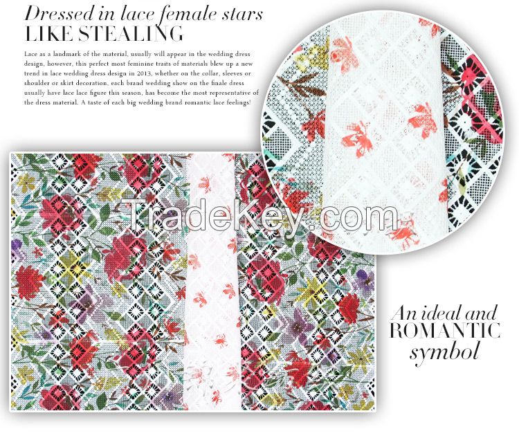 Top Selling Products 2015 African Lace Fabric Digital Printed Lace Fabric For Lace Wedding Dresses