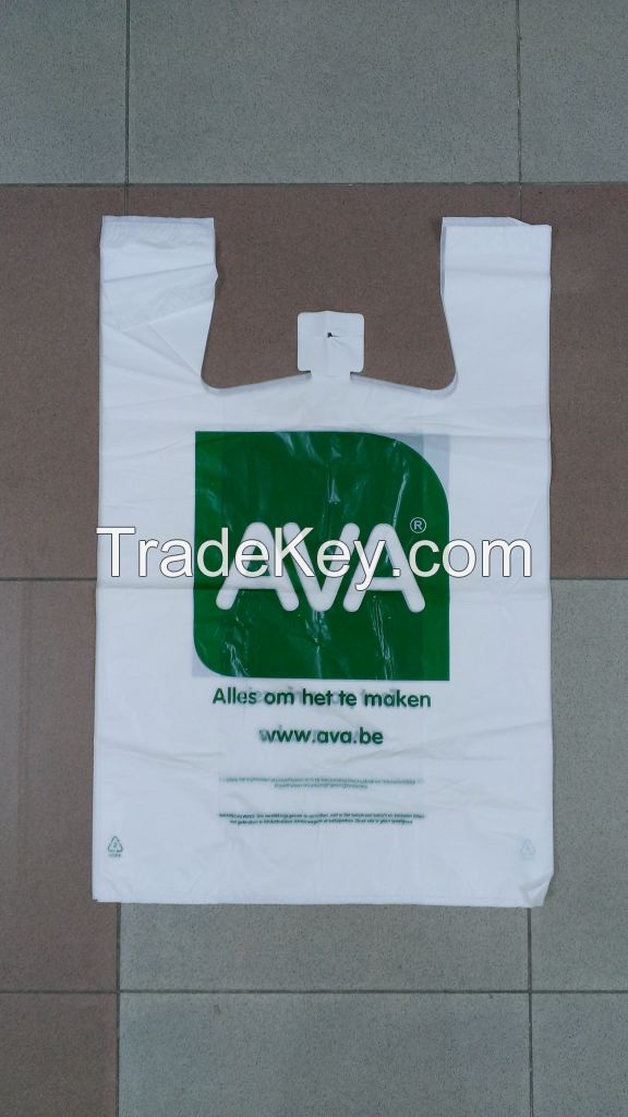 Logo printed t-shirt plastic bag Vietnam manufacturer/ singlet printed bag