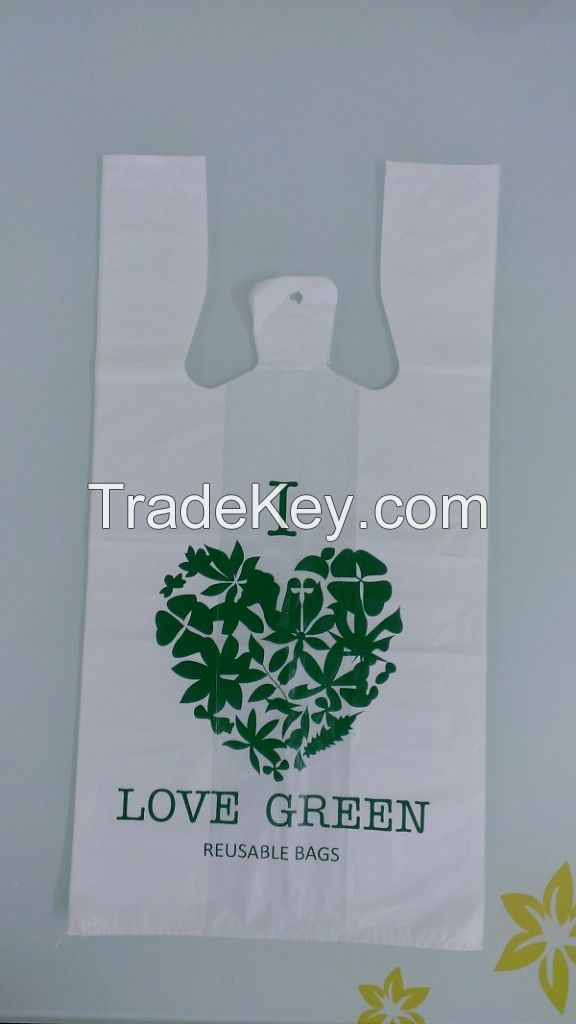 Biodegardable t-shirt plastic bag Vietnam manufacturer / EPI or D2W plastic bag