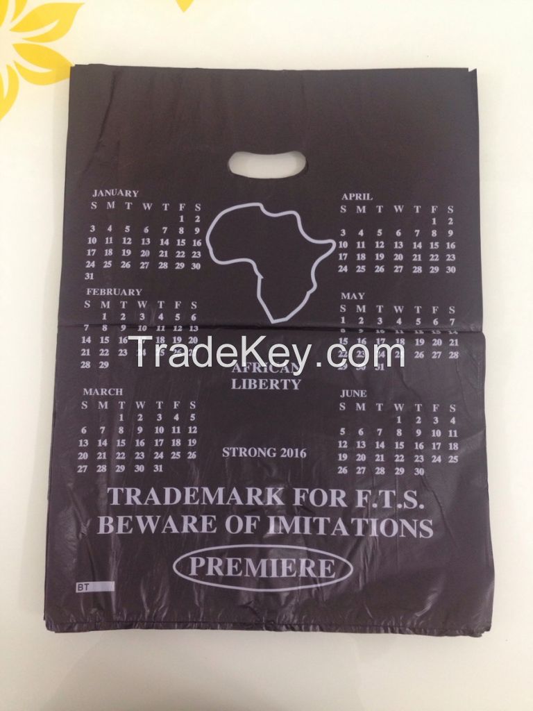 Black die cut plastic bag Africa market