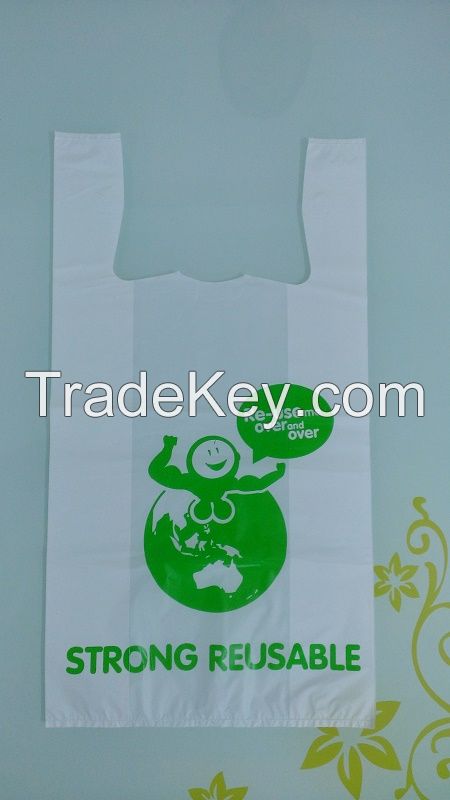 hdpe t-shirt plastic bag Vietnam manufacturer/ singlet printed bag