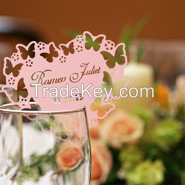 place cards for wedding favor wine glass