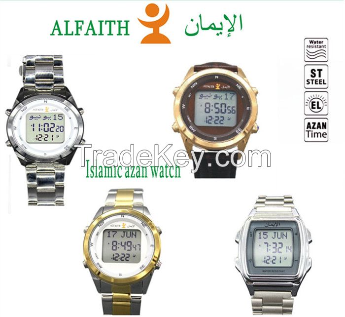 Muslim Azan Prayer Alarm   Watch LCD Light  Azan watch China factory