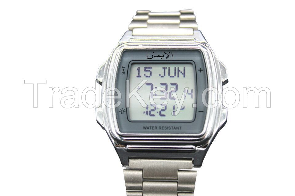 Azan watch China factory Muslim Azan Prayer Alarm  Watch LCD Light