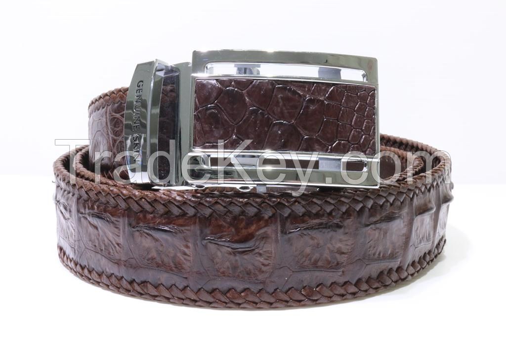 Genuine Crocodile Leather Men's Belt Hornback Dark Brown 182