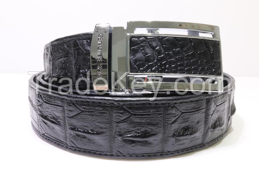 Genuine Crocodile Leather Men's Belt Hornback Black