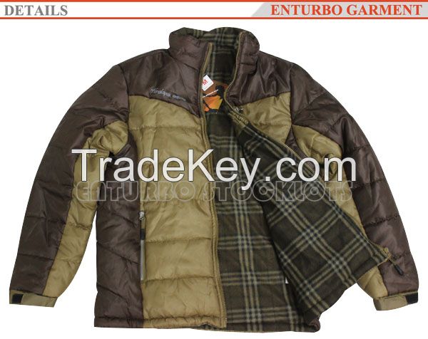 Outdoor stock polyester man padded cheap winter jacket