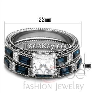 2015 Beautiful Stainless Steel CZ Wedding Ring Sets