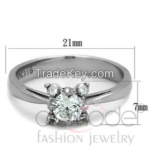 TK2172 Stainless Steel AAA Grade CZ Elegant Engagement/Wedding/Everyday Ring