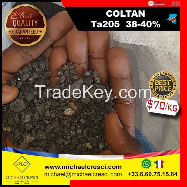 COLTAN - Tantalite Ta205 (38-40%) tantalum, Columbite