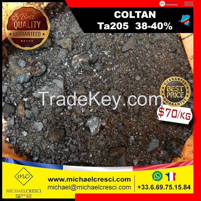 COLTAN - Tantalite Ta205 (38-40%) tantalum, Columbite