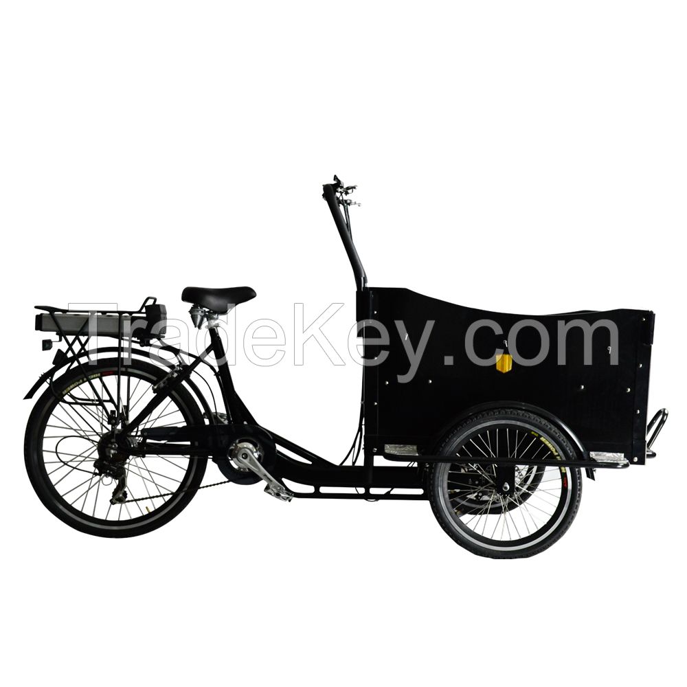 CE bakfiets 3 wheel electric scooter 250W cargo bicycle tricycle for sale 2015