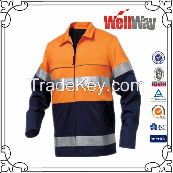 orange navy two tone reflective tape work shirts