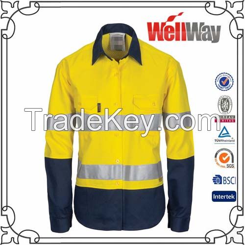 orange navy two tone reflective tape work shirts