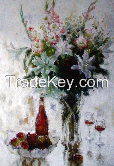 Paint manufacturers in china hand painted canvas picture flower