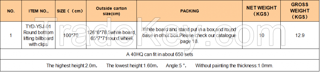 Round botttom lifting billboard with clips 