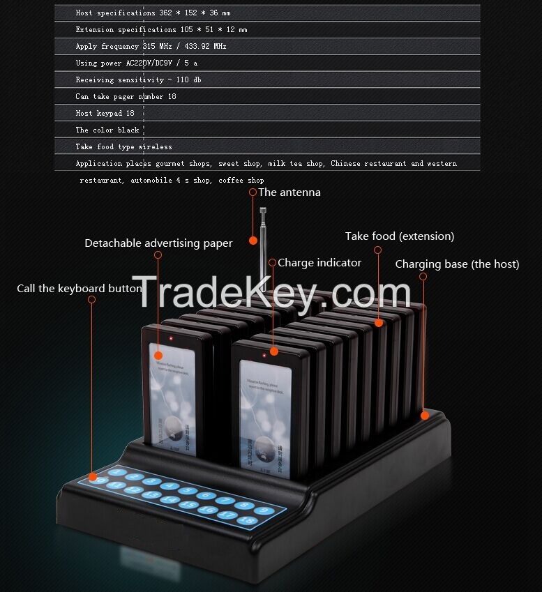 18 Boards Digital Restaurant Coaster Pagers / Guest Table Wireless Waiting Paging System