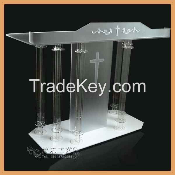 white color acrylic church pulpit, 2015 new organic glass church pulpit