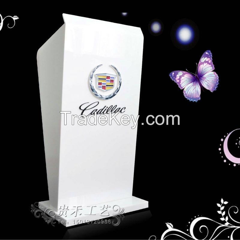 elegant white color acrylic podium, acrylic podium with LED lights