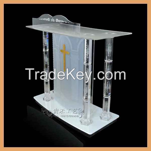 white color acrylic church pulpit, 2015 new organic glass church pulpit