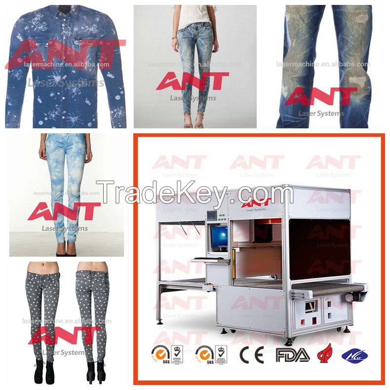 ANT LASER A5-300 denim marking cats whrisker laser machine