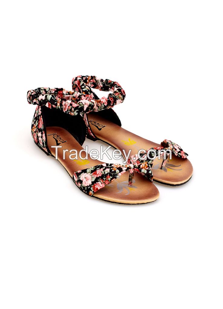 2015 Fashion Ladies Shoes Flat Fancy Women Party Dress Summer Floral Sandals G3530 