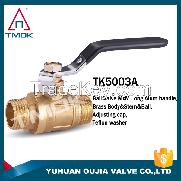 TMOK DN15 medium pressure female NPT thread full port forged brass ball valve steel lever handle PTFE sealing CE ISO approved China dirct factory