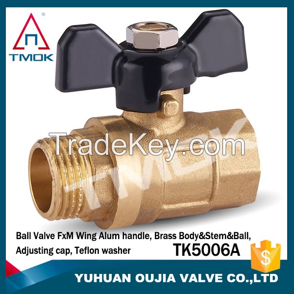 TMOK DN15 medium pressure female NPT thread full port forged brass ball valve steel lever handle PTFE sealing CE ISO approved China dirct factory