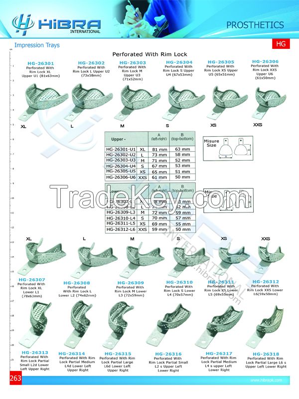 Impression trays perforated and solid