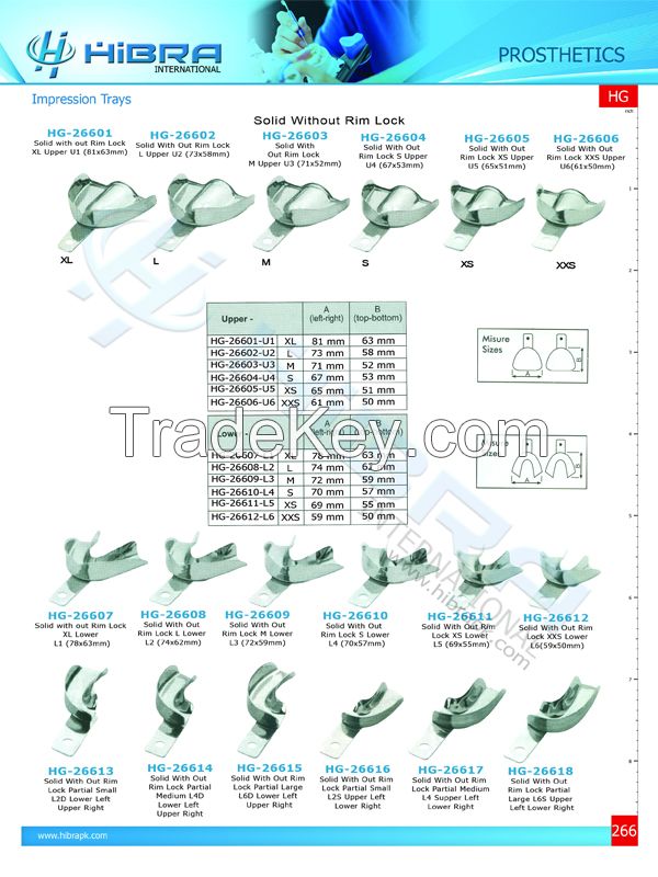 Impression trays perforated and solid