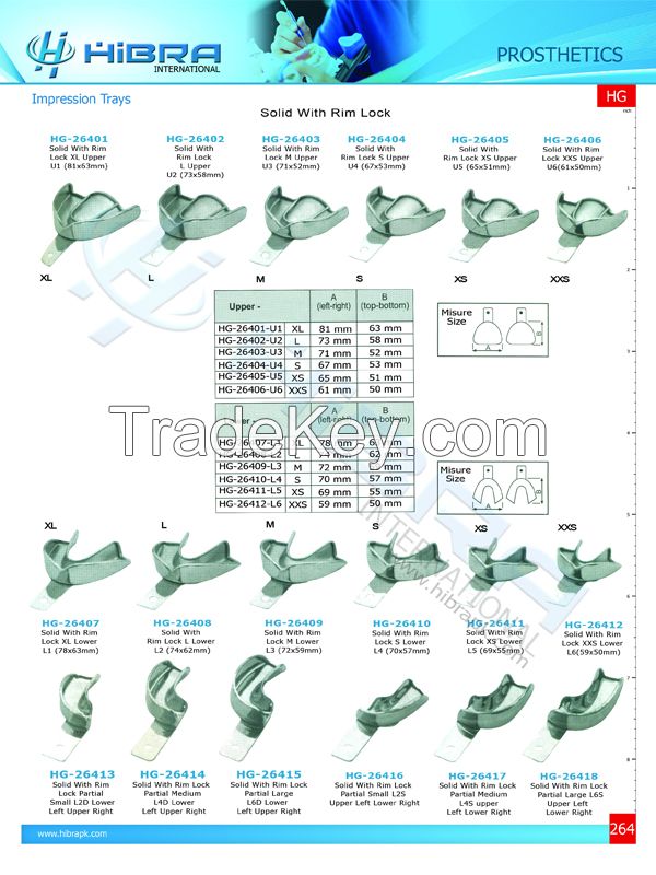 Impression trays perforated and solid