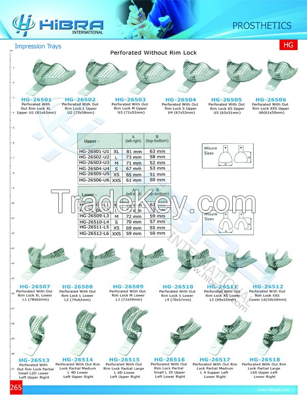 Impression trays perforated and solid