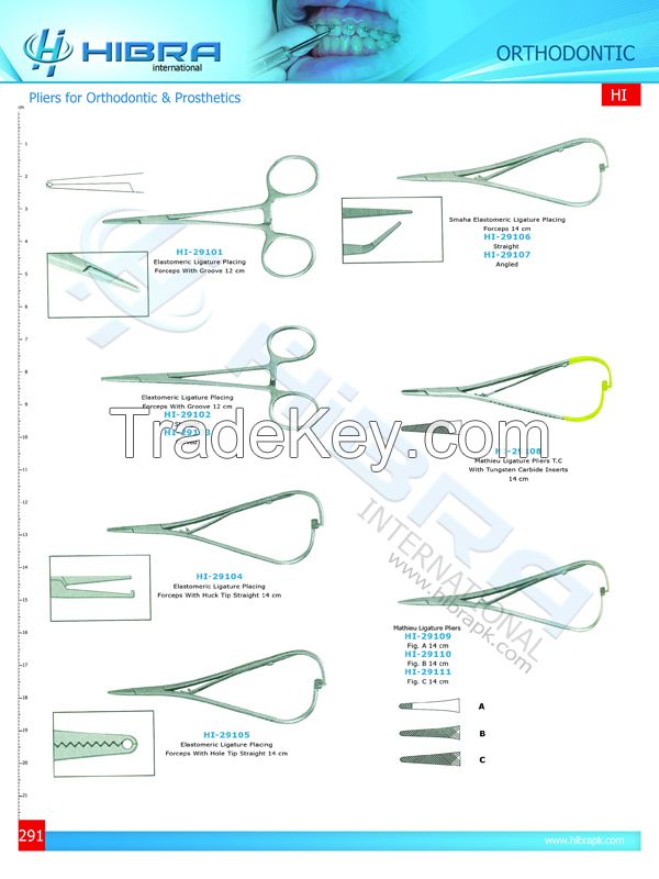 Pliers for orthodontic and prosthetics