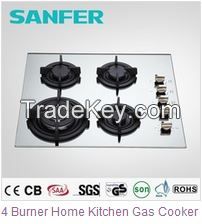 60cm 4 Burners Built-in Glass Top Super Flame Gas Burner