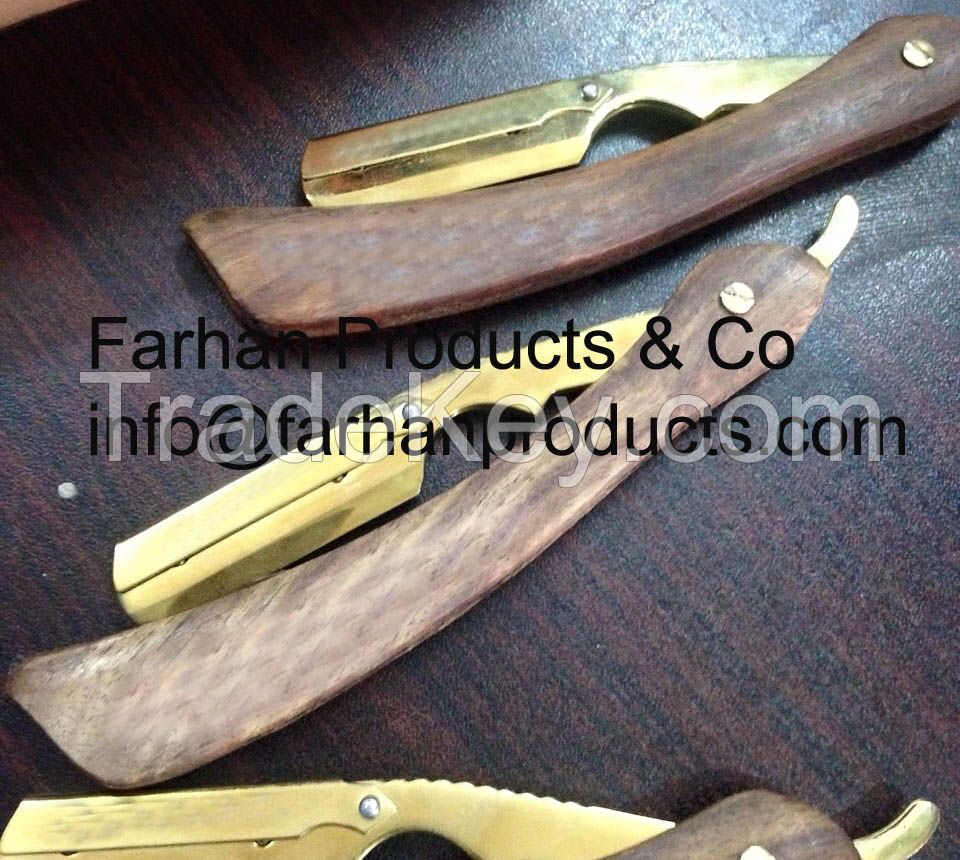 barber straight razor wooden handle