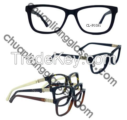 100% Pure Acetate Square Frame Optical Eyewear Carbonate Fabric Temple Eyeglasses