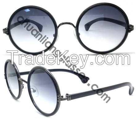 Retro and Classic Round Frame Suglasses Unisex Style Stainless Steel Double Plating Eyewear