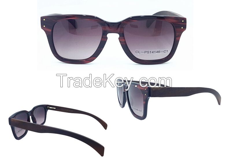 Square Frame Acetate Front Frame Wooden Temple Sunglasses Simple but Exquisite Unisex Style Eyewear