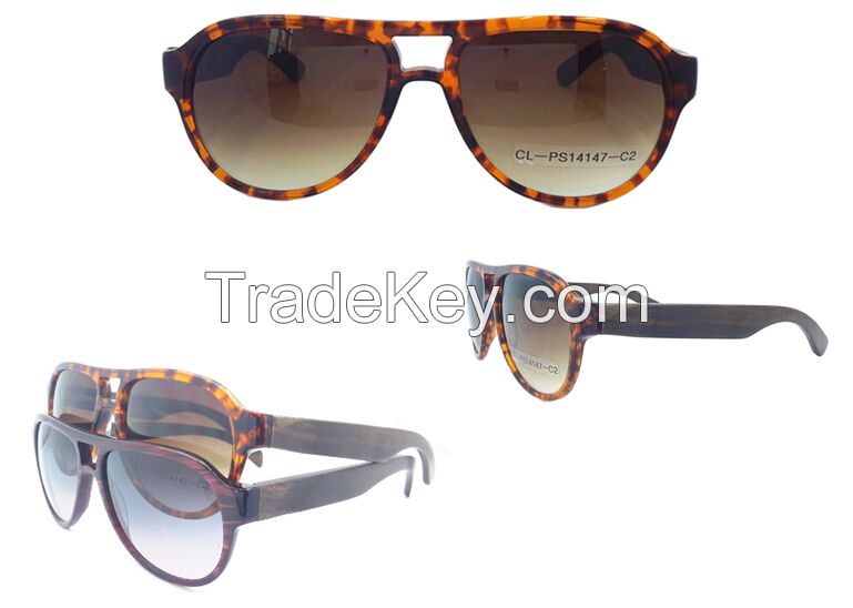 Square Frame Acetate Front Frame Wooden Temple Sunglasses Simple but Exquisite Unisex Style Eyewear